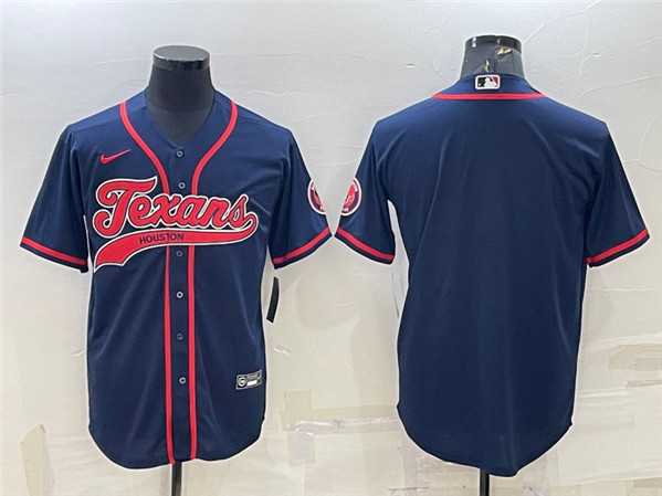 Men%27s Houston Texans Blank Navy With Patch Cool Base Stitched Baseball Jersey->houston texans->NFL Jersey
